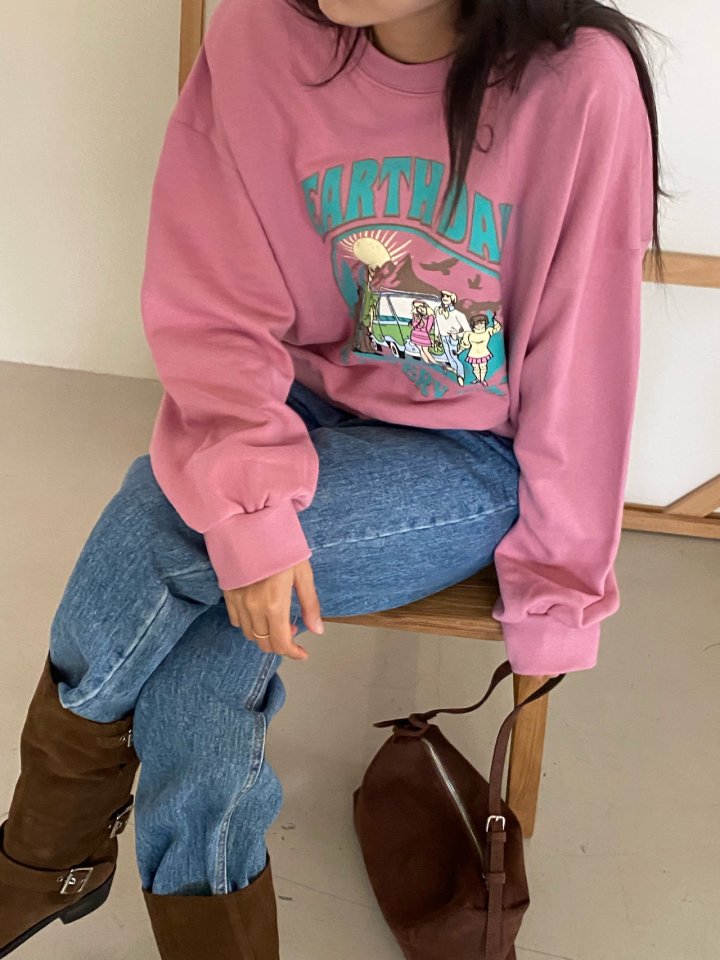 Diana - Korean Women Fashion - #restrostyle - Earth Sweatshirt - 5