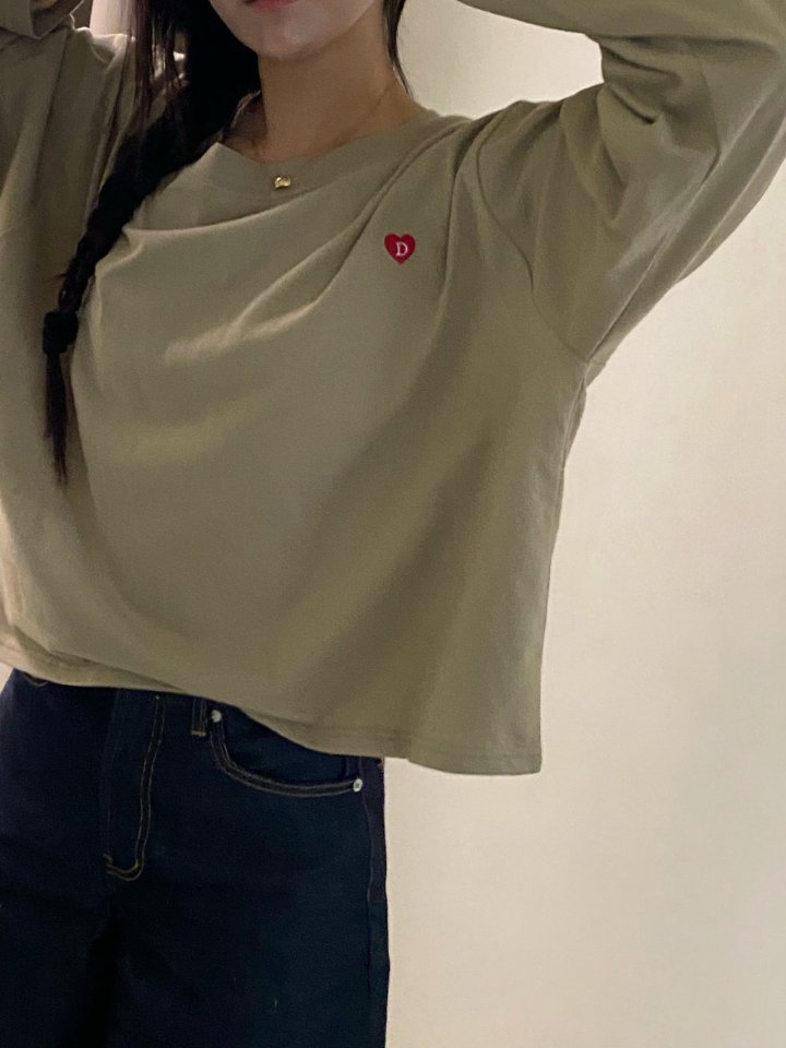 Diana - Korean Women Fashion - #shopsmall - Heart Boat Neck Tee - 9