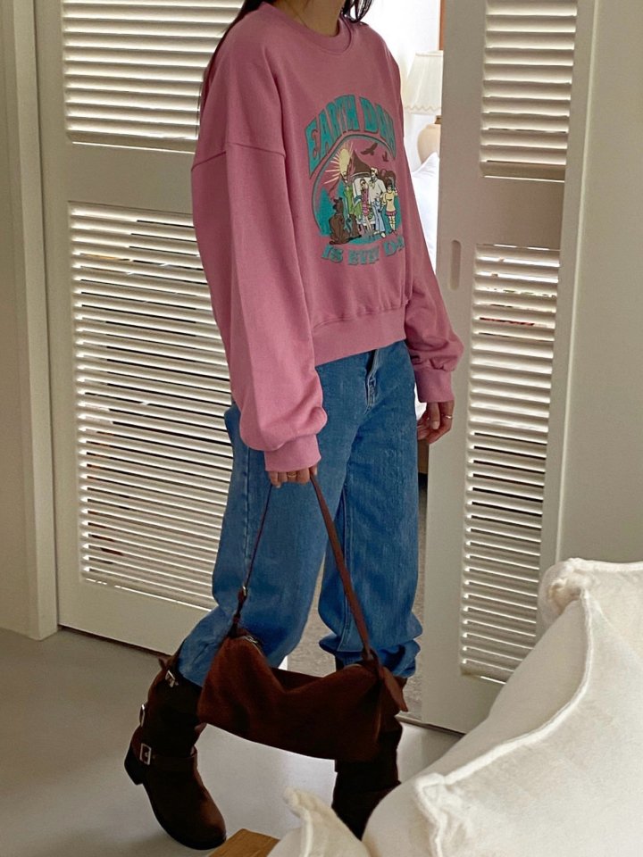 Diana - Korean Women Fashion - #shopsmall - Earth Sweatshirt - 7
