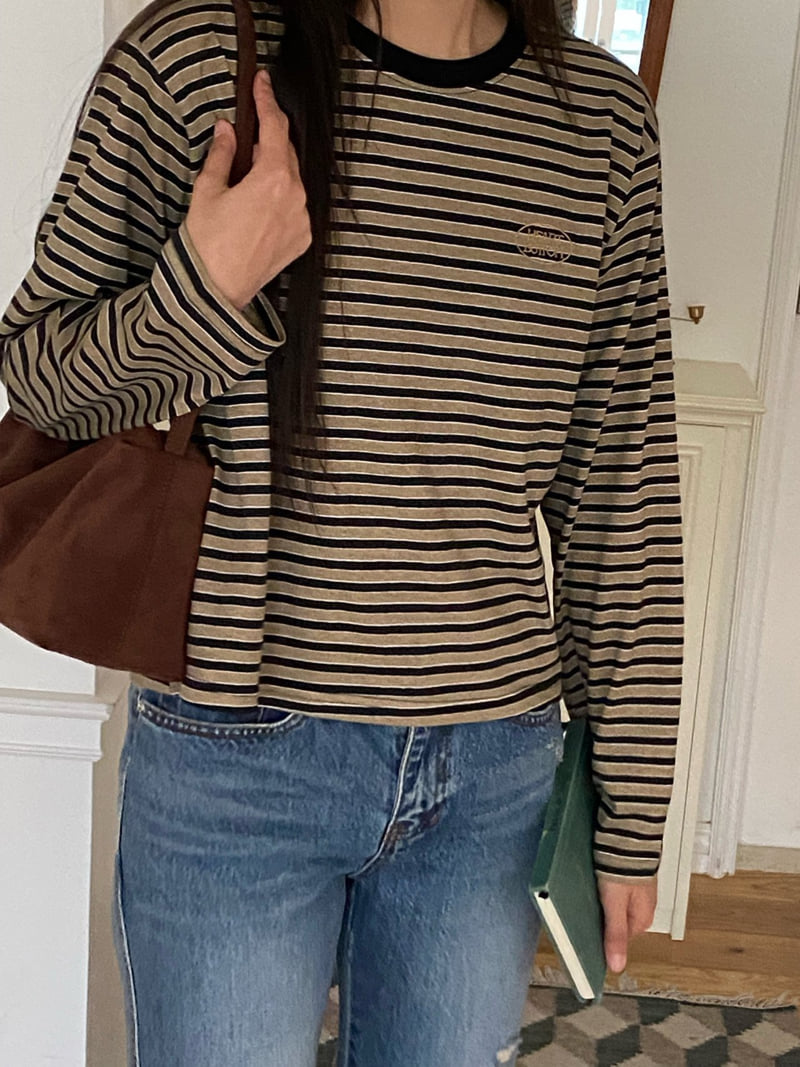 Diana - Korean Women Fashion - #womensfashion - Pig Button Stripe Tee - 12