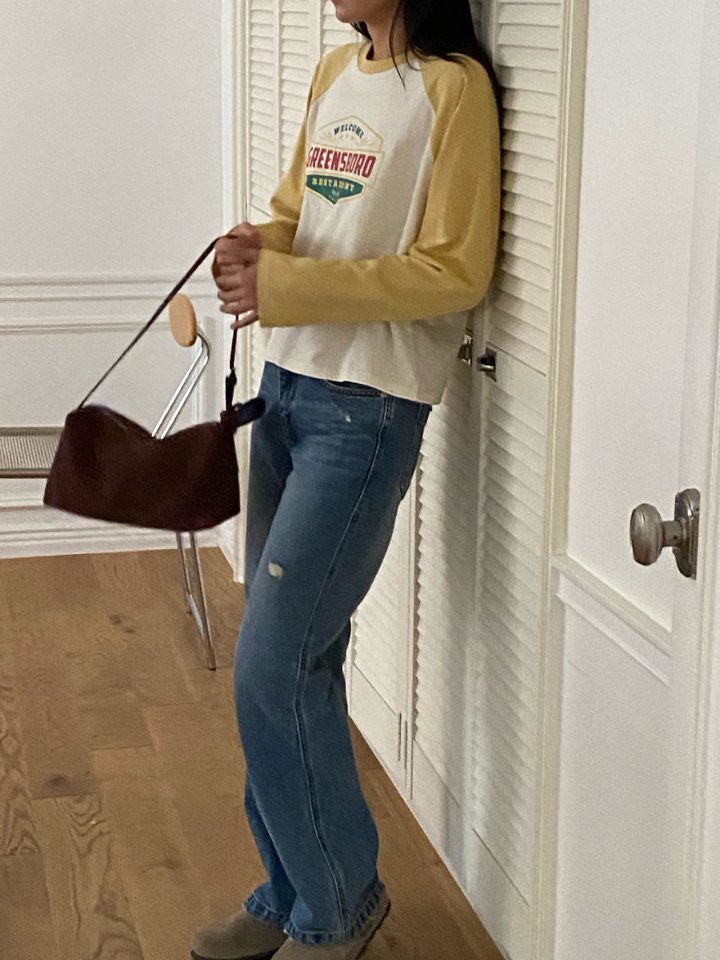Diana - Korean Women Fashion - #womensfashion - Green Raglan Tee - 2