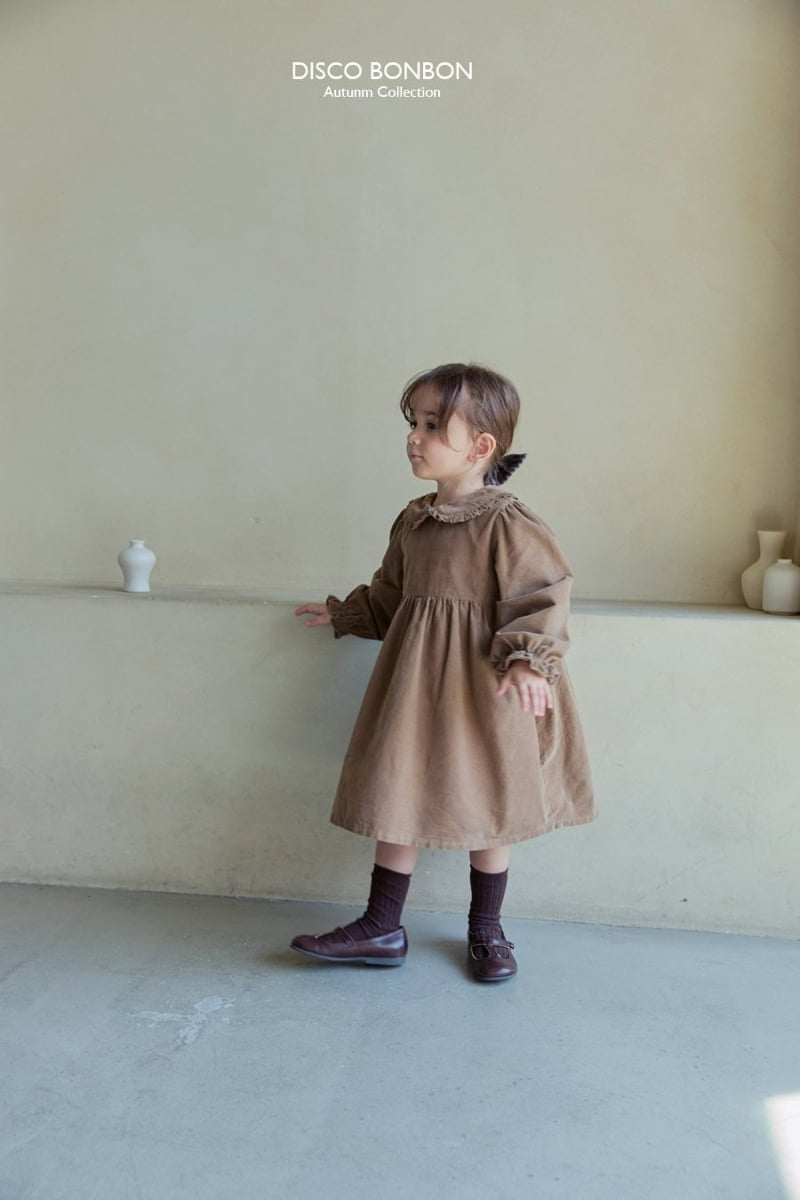 Disco Bonbon - Korean Children Fashion - #childofig - Latte Corduroy One-piece - 6