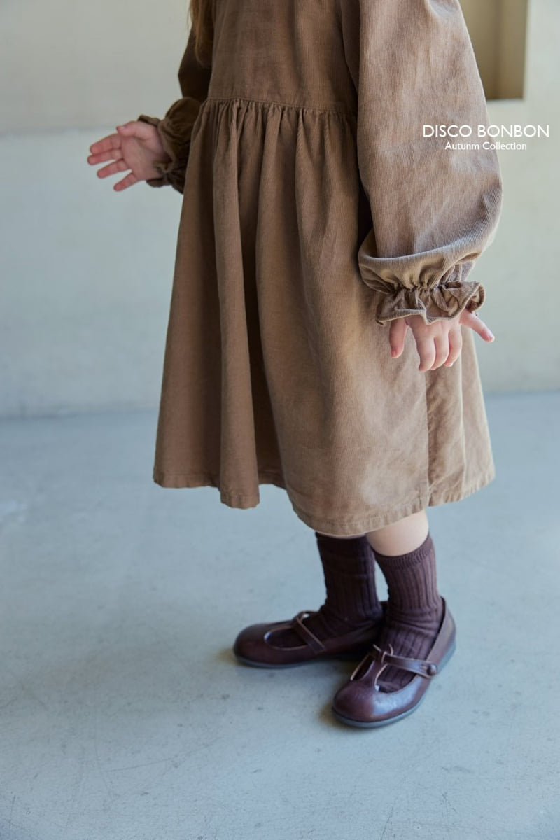 Disco Bonbon - Korean Children Fashion - #stylishchildhood - Latte Corduroy One-piece - 5