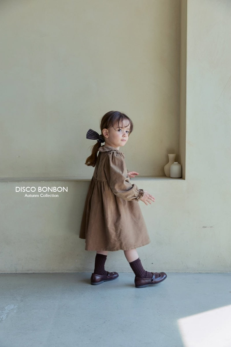 Disco Bonbon - Korean Children Fashion - #todddlerfashion - Latte Corduroy One-piece - 3