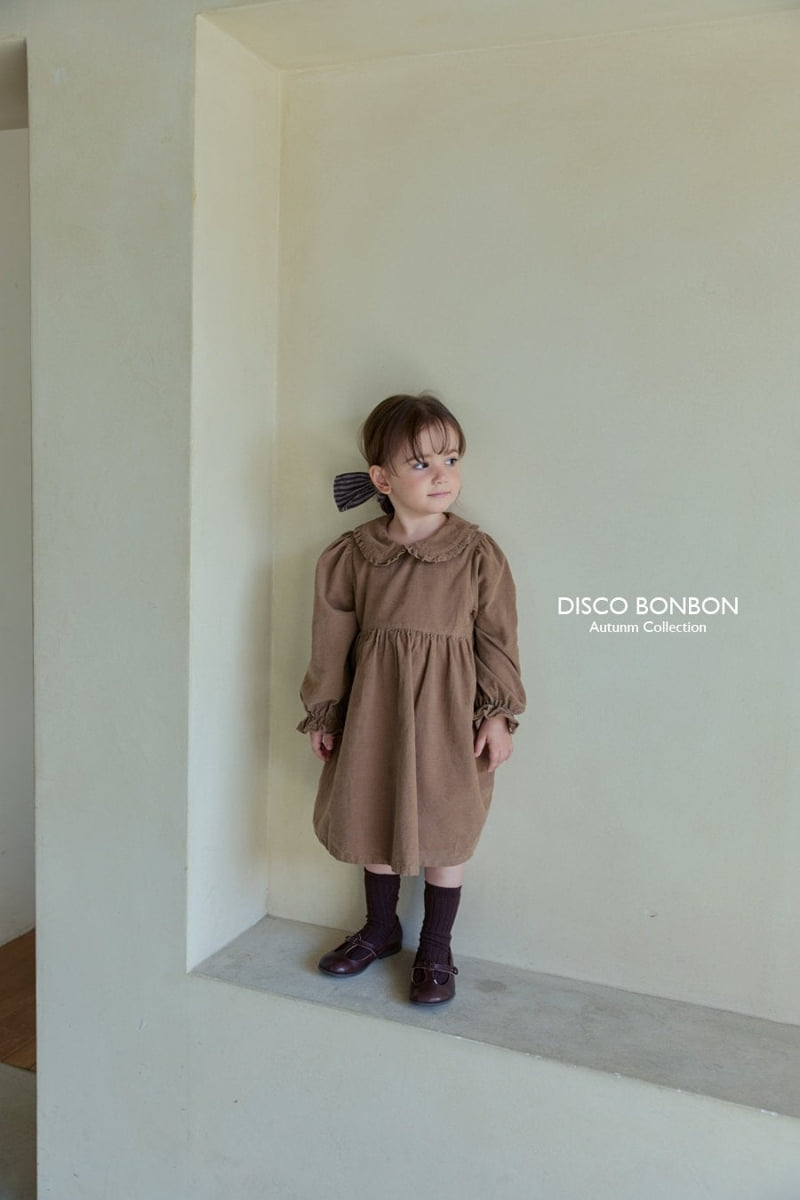 Disco Bonbon - Korean Children Fashion - #todddlerfashion - Latte Corduroy One-piece - 4