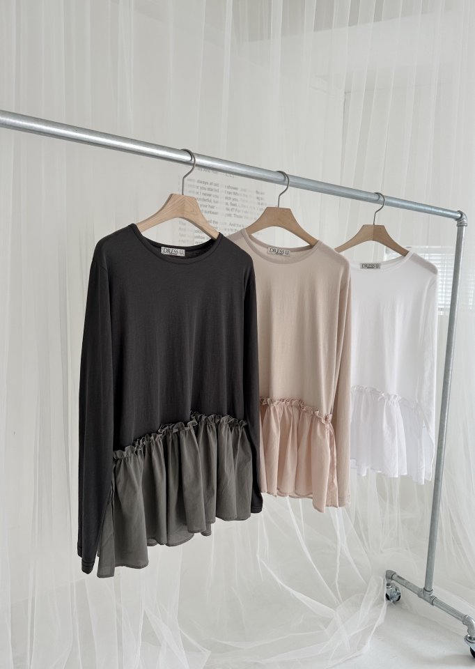 Dress U - Korean Women Fashion - #momslook - Flare Shirring Tee - 8
