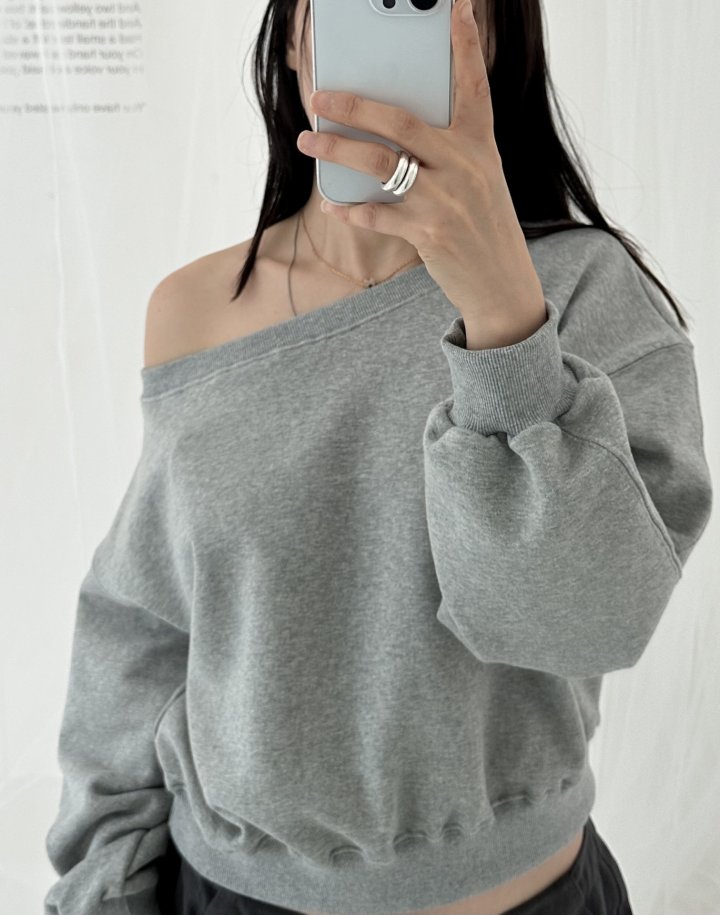Dress U - Korean Women Fashion - #momslook - Off-Shoulder Sweatshirt - 2