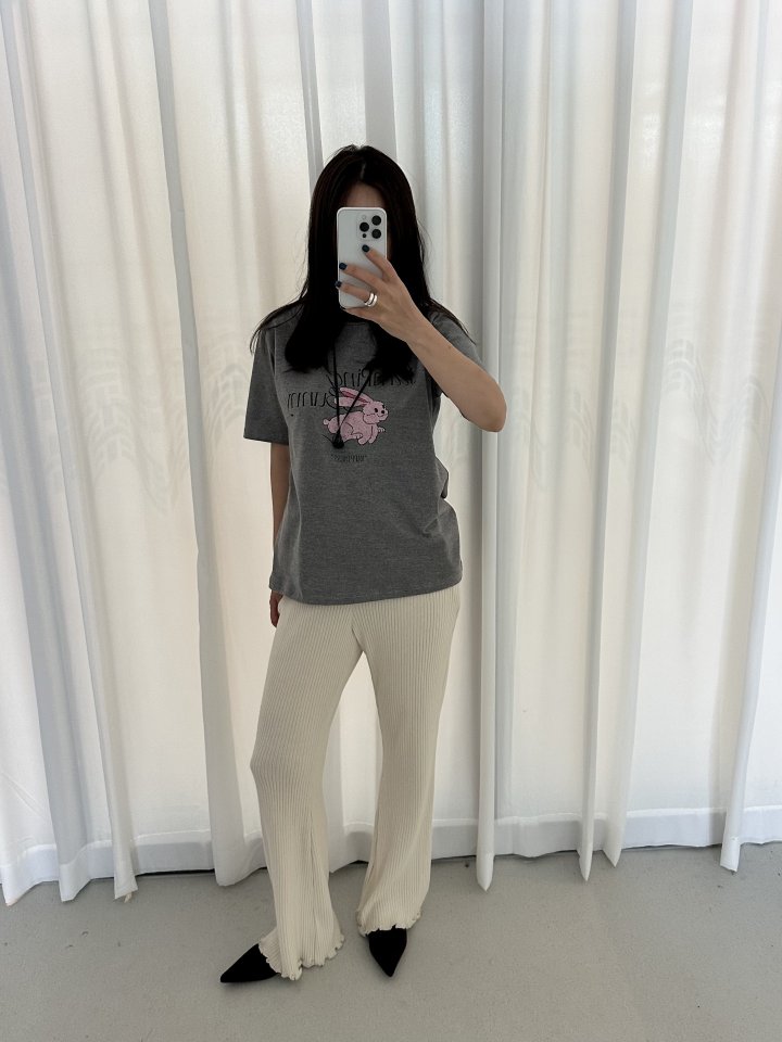 Dress U - Korean Women Fashion - #momslook - Jumping Bunny Short Sleeve Tee - 12