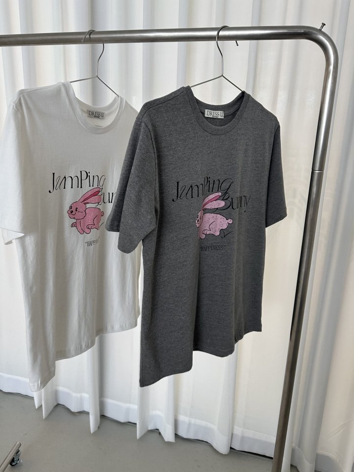 Dress U - Korean Women Fashion - #momslook - Jumping Bunny Short Sleeve Tee - 2