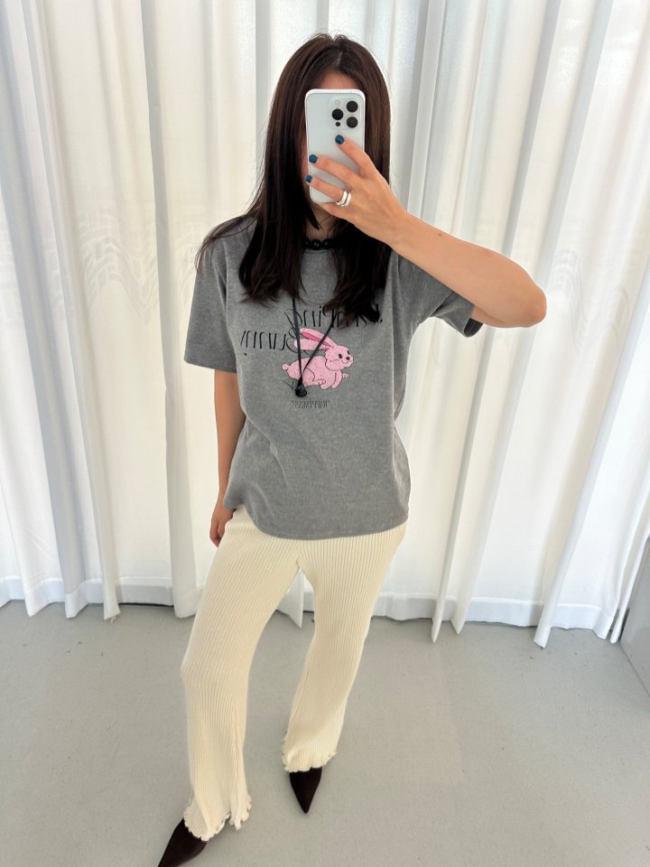 Dress U - Korean Women Fashion - #momslook - Jumping Bunny Short Sleeve Tee - 8