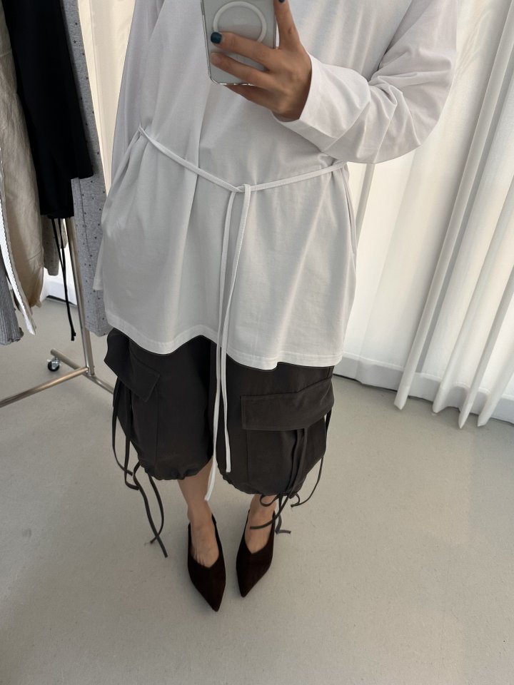 Dress U - Korean Women Fashion - #momslook - Asymmetry Boat Neck Strap Tee - 2