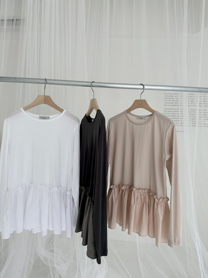 Dress U - Korean Women Fashion - #shopsmall - Flare Shirring Tee