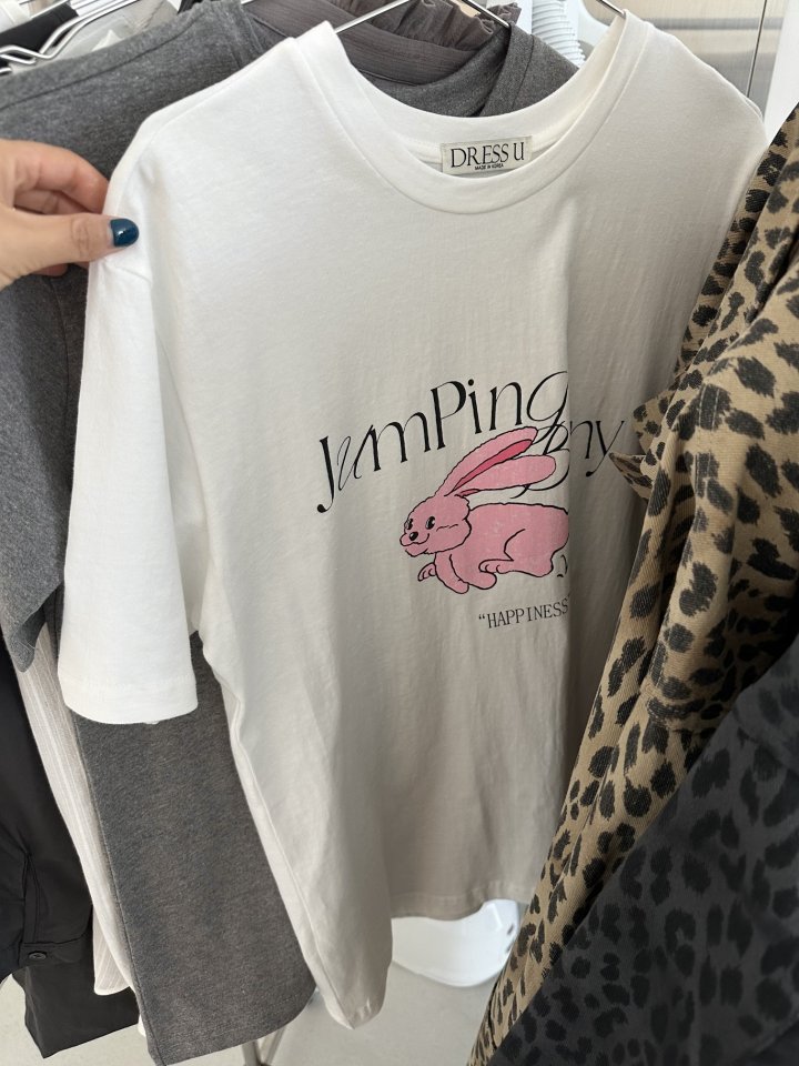 Dress U - Korean Women Fashion - #womensfashion - Jumping Bunny Short Sleeve Tee - 5