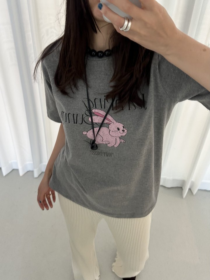 Dress U - Korean Women Fashion - #womensfashion - Jumping Bunny Short Sleeve Tee - 7