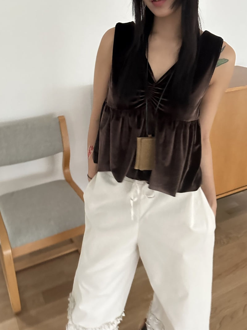 Dress U - Korean Women Fashion - #womensfashion - Velvet Shirring Vest - 11