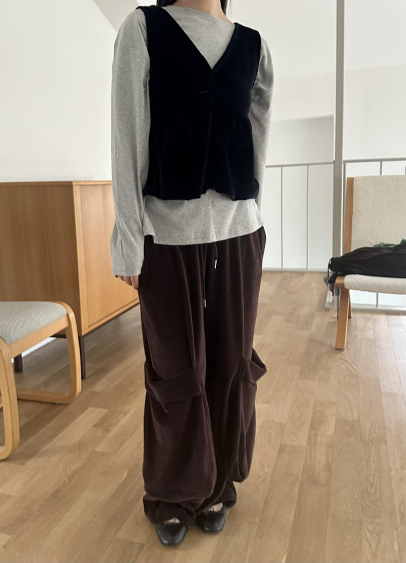 Dress U - Korean Women Fashion - #womensfashion - Velvet Shirring Vest - 5