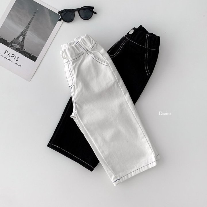 Dsaint - Korean Children Fashion - #childrensboutique - Fit Wide Stitch Pants - 7