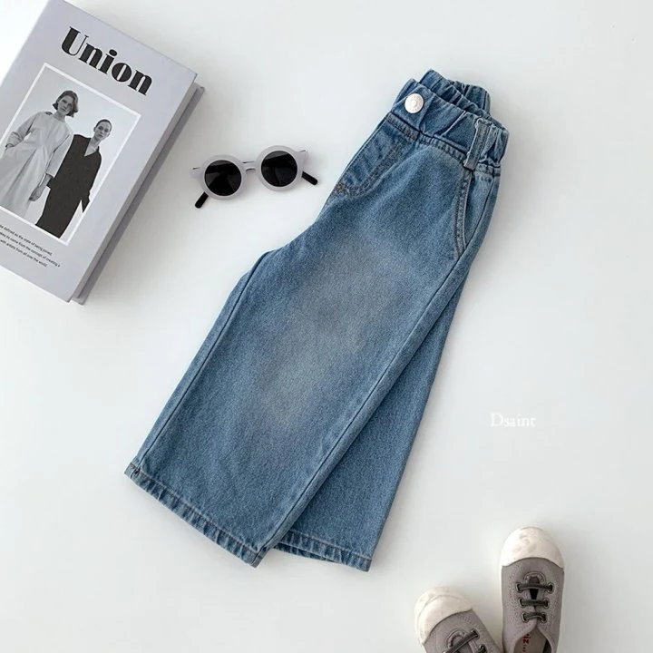 Dsaint - Korean Children Fashion - #childrensboutique - MZ Wide Denim Pants - 5