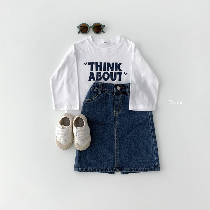 Dsaint - Korean Children Fashion - #designkidswear - Half-Open Denim Skirt - 8
