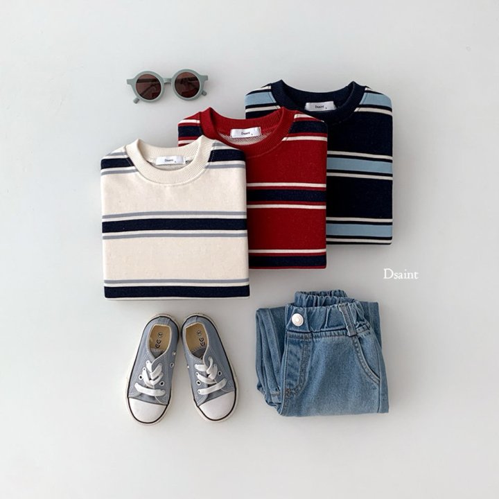 Dsaint - Korean Children Fashion - #designkidswear - Dotty Stripe Sweatshirt - 4
