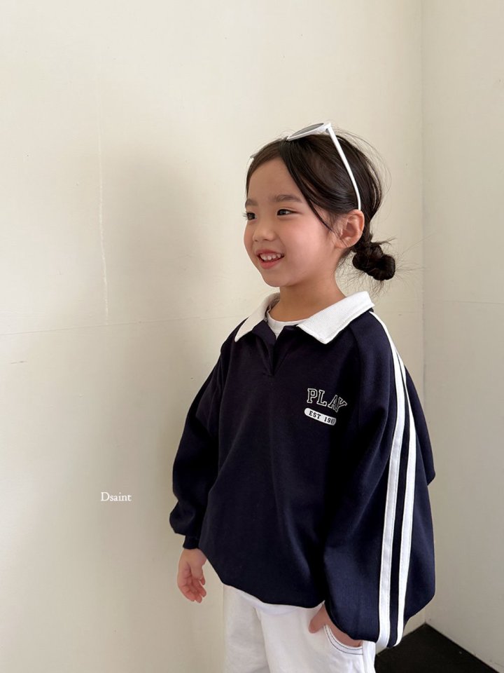 Dsaint - Korean Children Fashion - #fashionkids - Play Double Line Collar Sweatshirt - 11