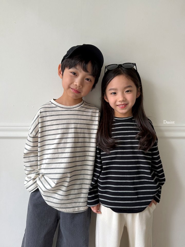 Dsaint - Korean Children Fashion - #kidzfashiontrend - Small Line Stripe Tee - 8