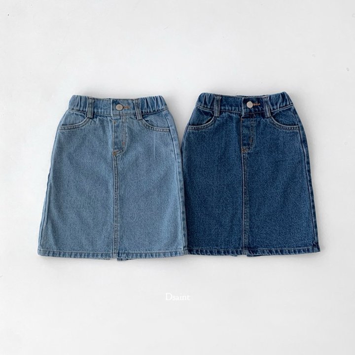 Dsaint - Korean Children Fashion - #littlefashionista - Half-Open Denim Skirt