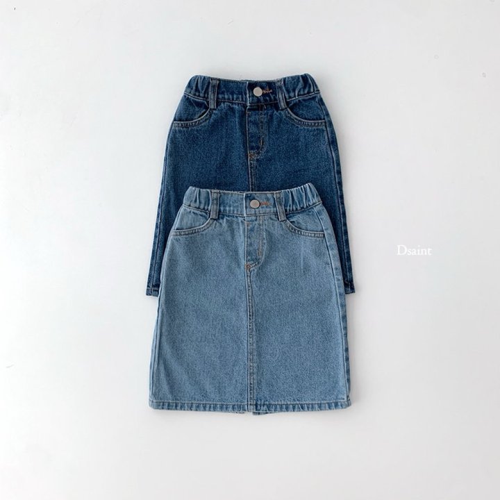 Dsaint - Korean Children Fashion - #magicofchildhood - Half-Open Denim Skirt - 2