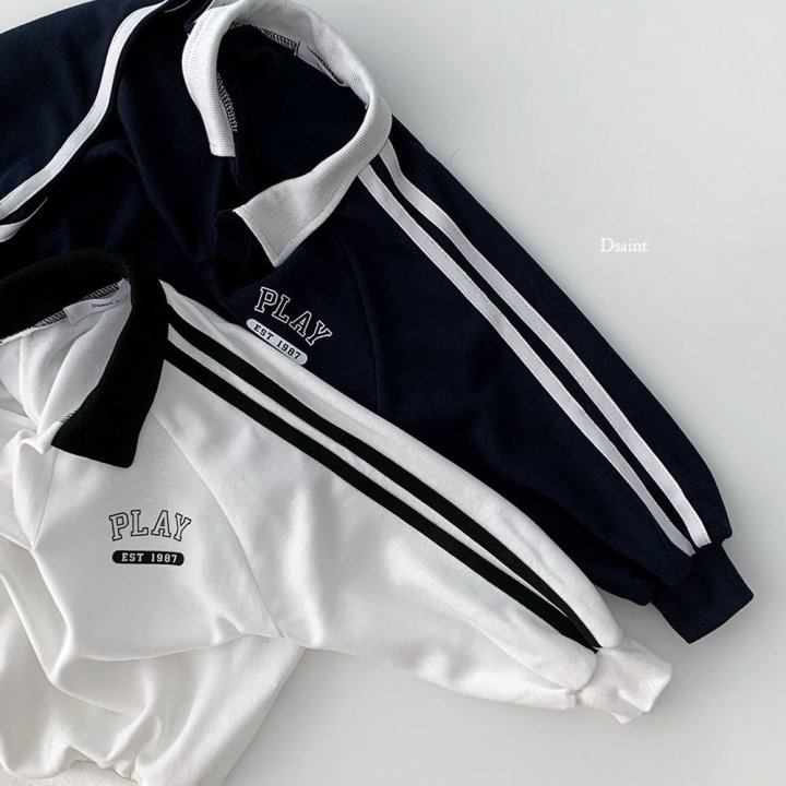 Dsaint - Korean Children Fashion - #magicofchildhood - Play Double Line Collar Sweatshirt