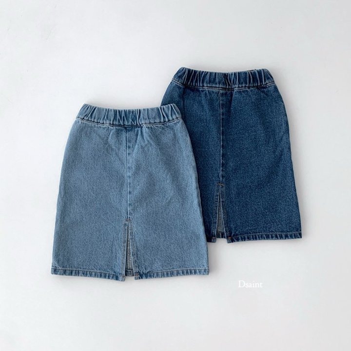 Dsaint - Korean Children Fashion - #minifashionista - Half-Open Denim Skirt - 3