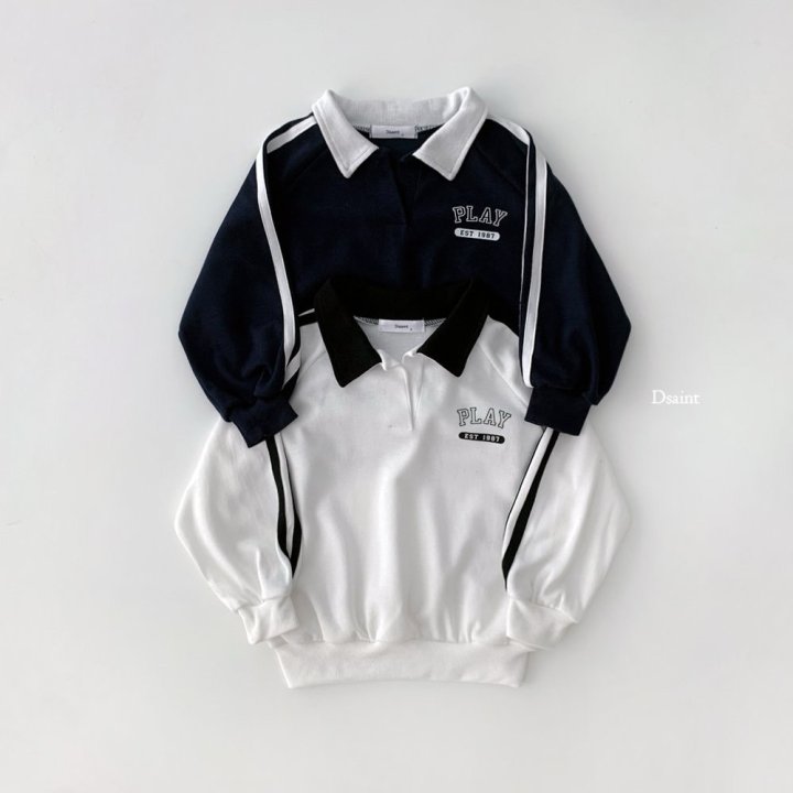 Dsaint - Korean Children Fashion - #minifashionista - Play Double Line Collar Sweatshirt - 2