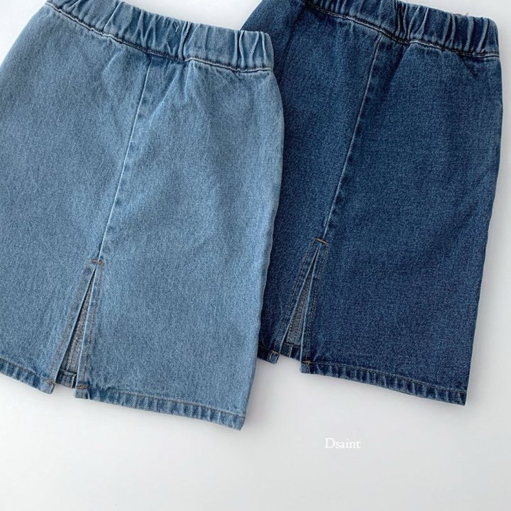 Dsaint - Korean Children Fashion - #minifashionista - Half-Open Denim Skirt - 4