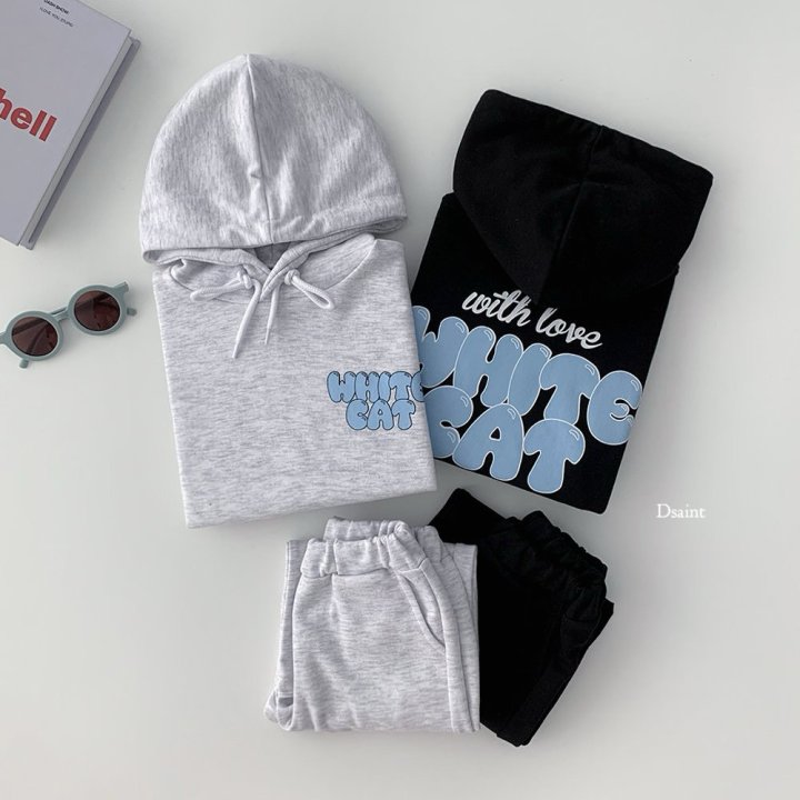 Dsaint - Korean Children Fashion - #toddlerclothing - White Cat Hood Set - 5