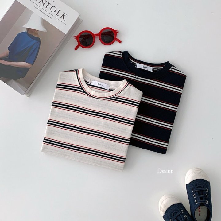 Dsaint - Korean Children Fashion - #toddlerclothing - Picnic Stripe Tee - 3