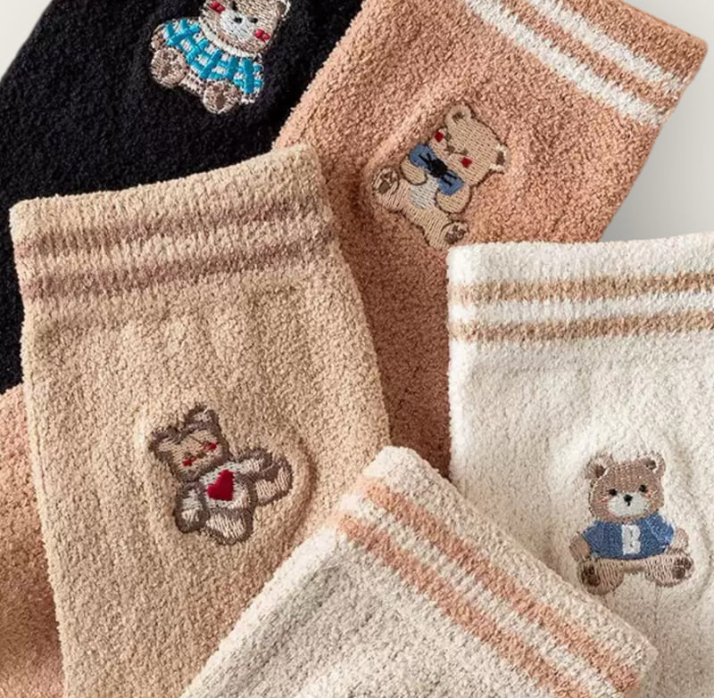 Dudie - Korean Children Fashion - #Kfashion4kids - Fuzzy Teddy Set (set of 5) - 6