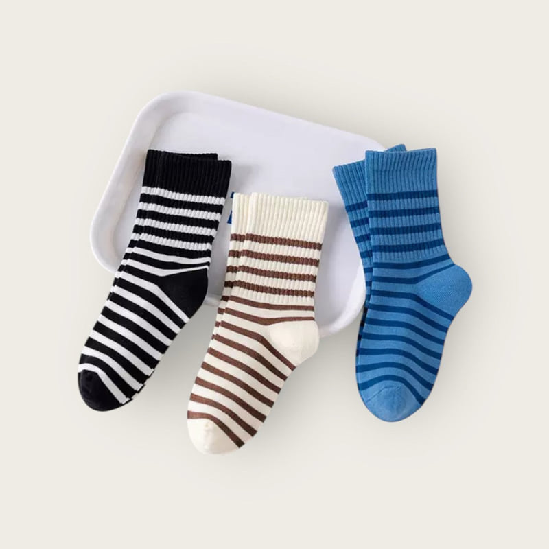 Dudie - Korean Children Fashion - #childofig - Stripe Sports Set (set of 3) - 3