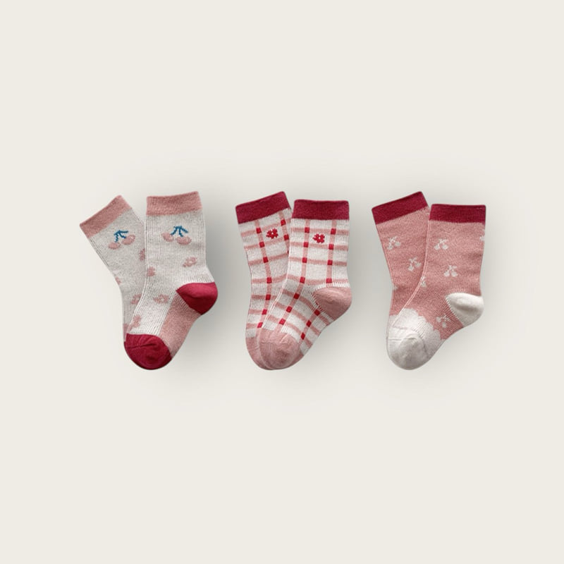 Dudie - Korean Children Fashion - #childrensboutique - Cherry Plus Set (set of 3) - 3