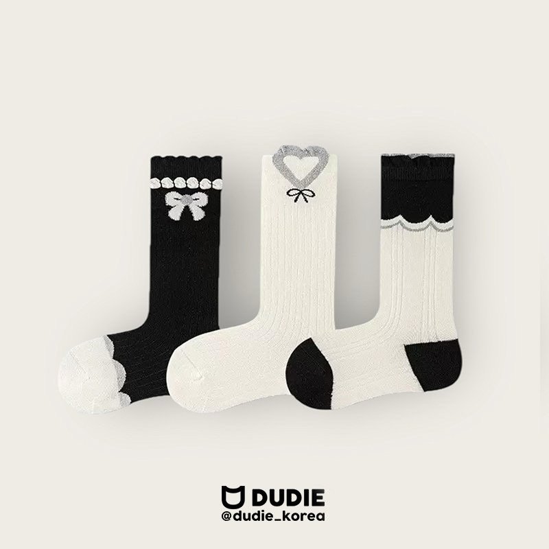 Dudie - Korean Children Fashion - #designkidswear - Hearts Knee Socks Set (set of 3)