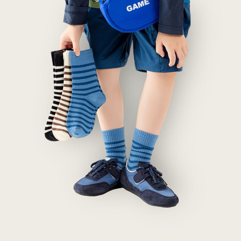 Dudie - Korean Children Fashion - #discoveringself - Stripe Sports Set (set of 3) - 6