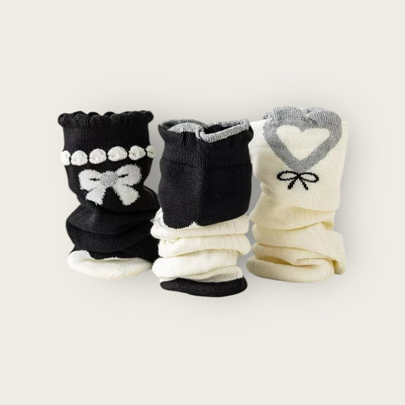 Dudie - Korean Children Fashion - #fashionkids - Hearts Knee Socks Set (set of 3) - 3