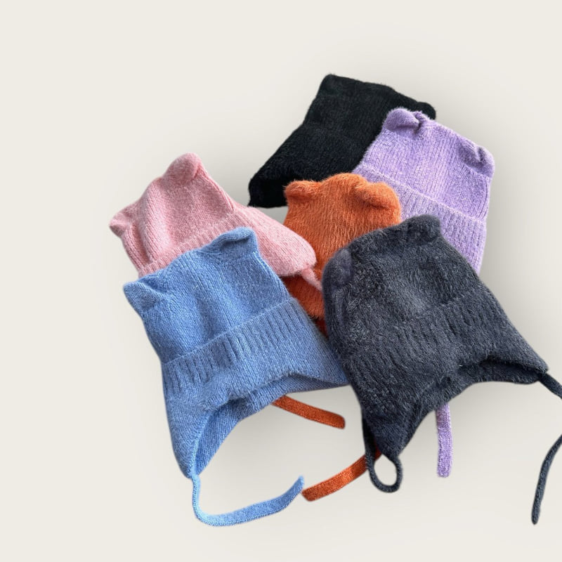 Dudie - Korean Children Fashion - #fashionkids - Earflap Cat Beanie - 2