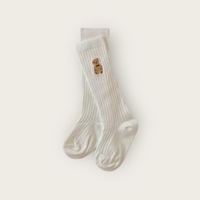 Dudie - Korean Children Fashion - #kidsshorts - Bear Embroidered Knee Socks Set (set of 4) - 3