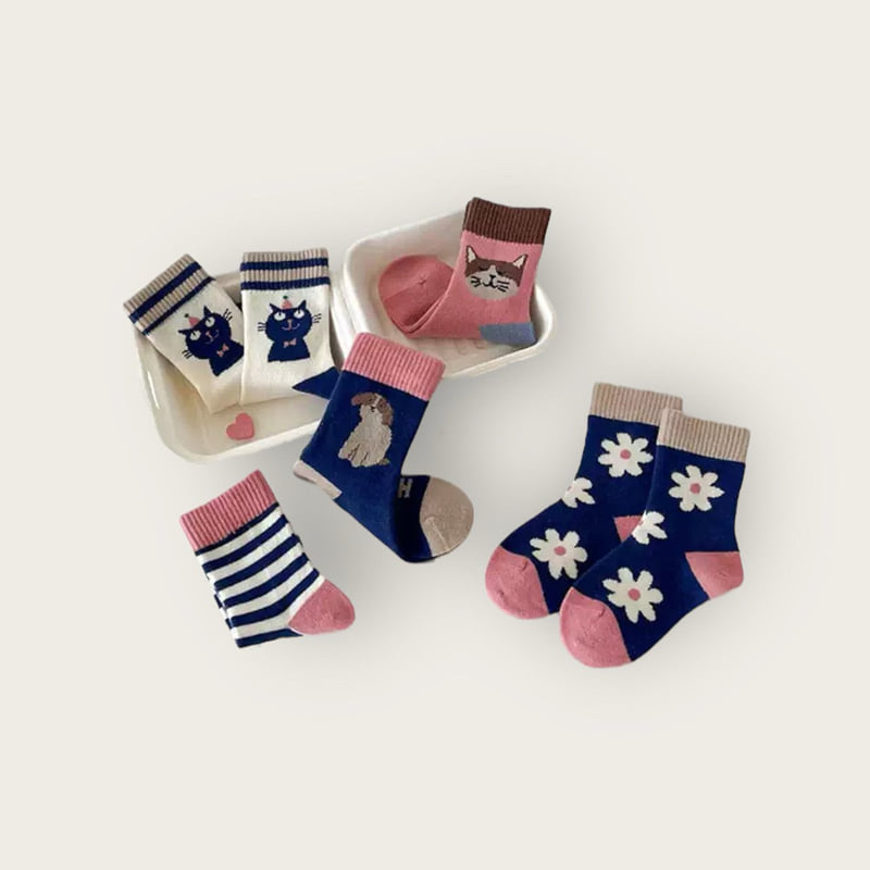 Dudie - Korean Children Fashion - #kidzfashiontrend - Daisy Cat Set (set of 5) - 2
