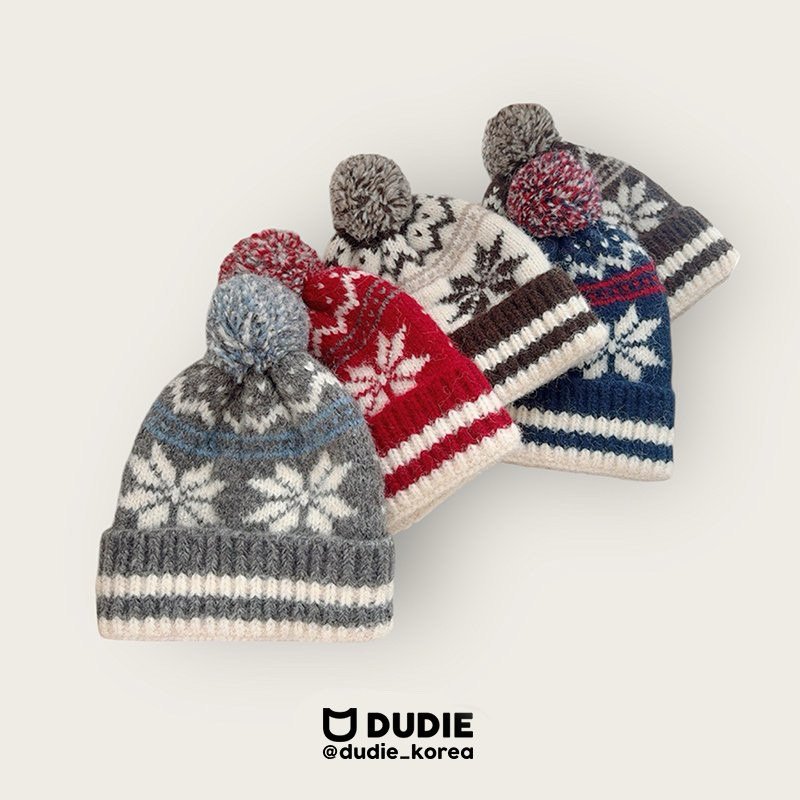 Dudie - Korean Children Fashion - #kidzfashiontrend - Snowflake Pom Beanie