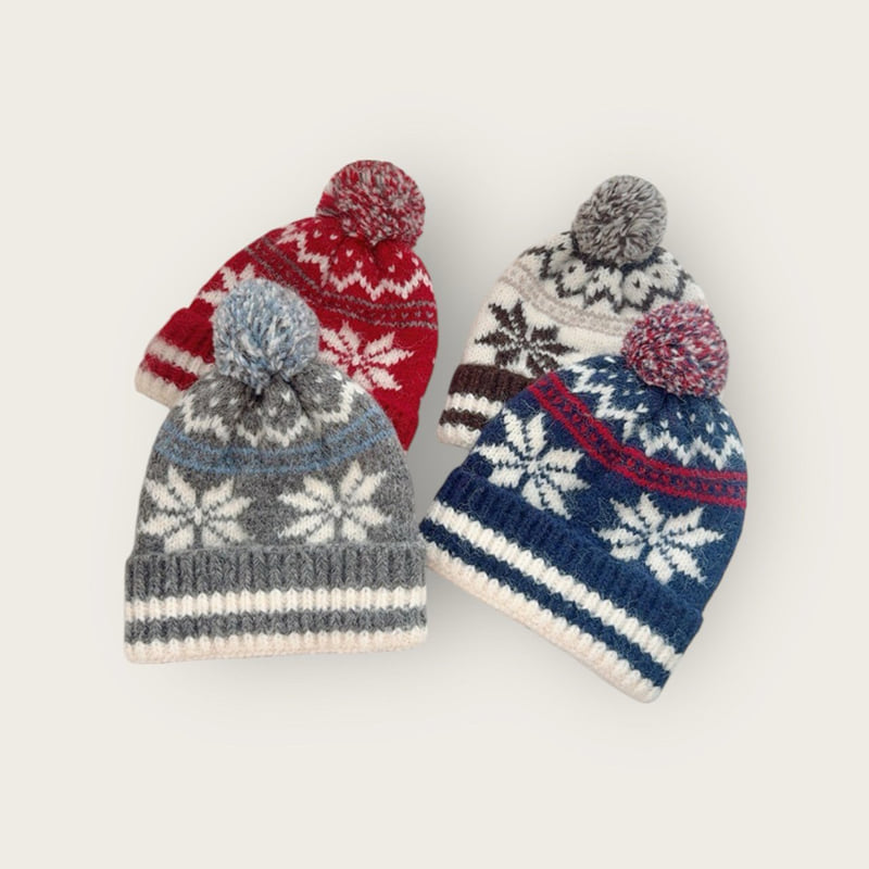 Dudie - Korean Children Fashion - #littlefashionista - Snowflake Pom Beanie - 3