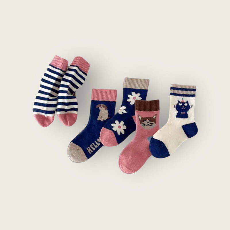 Dudie - Korean Children Fashion - #magicofchildhood - Daisy Cat Set (set of 5) - 5