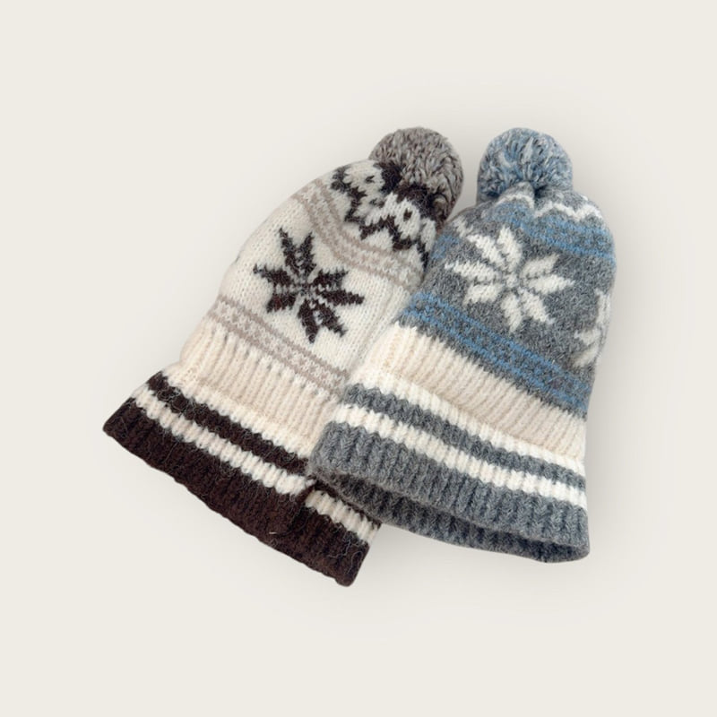 Dudie - Korean Children Fashion - #littlefashionista - Snowflake Pom Beanie - 4