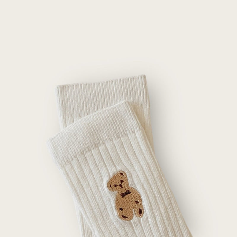 Dudie - Korean Children Fashion - #minifashionista - Bear Embroidered Knee Socks Set (set of 4) - 9