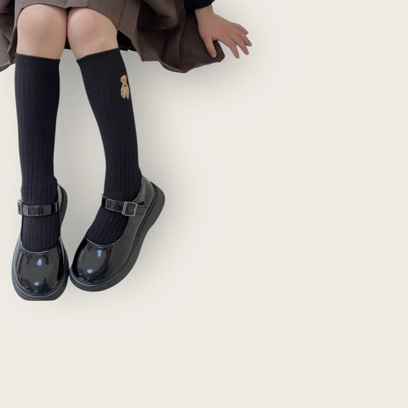 Dudie - Korean Children Fashion - #prettylittlegirls - Bear Embroidered Knee Socks Set (set of 4) - 10