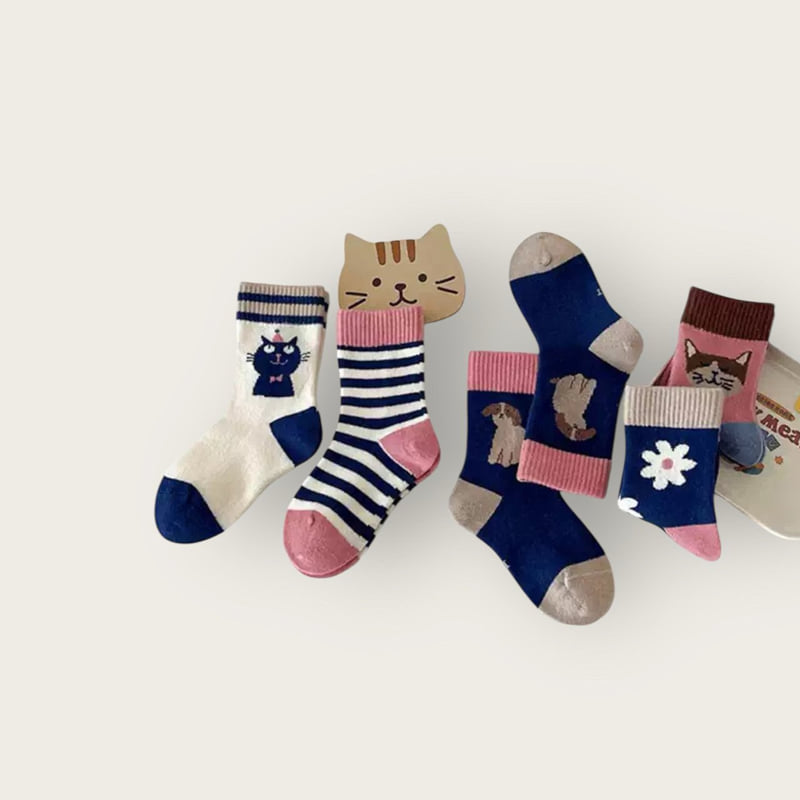 Dudie - Korean Children Fashion - #todddlerfashion - Daisy Cat Set (set of 5) - 8